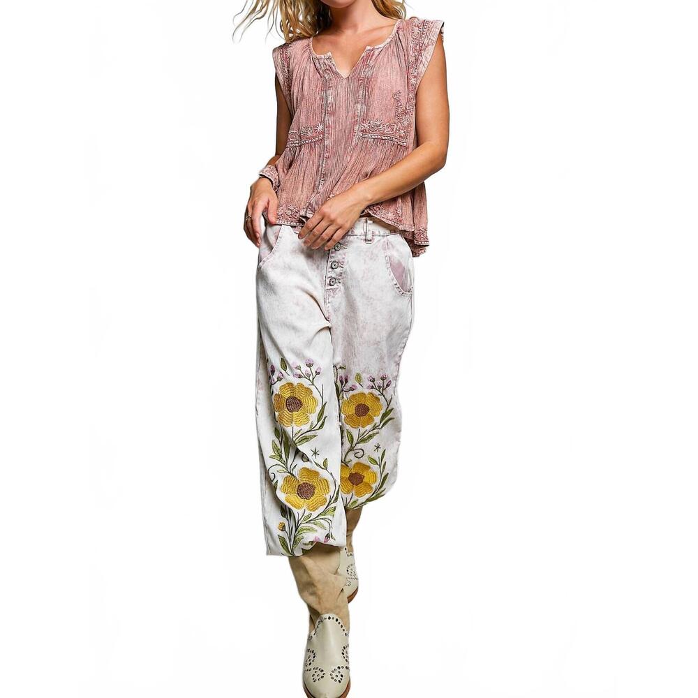 NEW FAIRE heirloom whisper embroidered top in pink